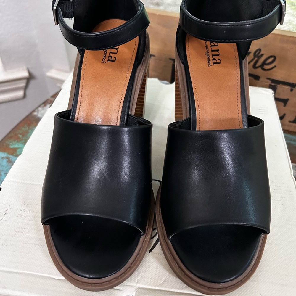 a.n.a Black and Brown Heels with Ankle Strap